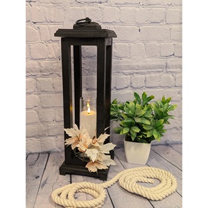 Lanterne à bougie rustique en bois pour mariages décor de ferme centres de table et décorations de mariage - Product Image 4