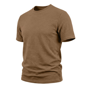 Men's Solid Color Crew Neck Polyester Breathable Pleated T <b>Shirt</b> Comfortable Regular Fit Casual Short Sleeve Summer Daily Wear - Product Image 1