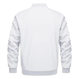 Blouson bomber blanc pour homme, fermeture éclair, couleur unie, vêtement d'extérieur décontracté, pour l'automne, coupe classique, en polyester - Product Image 2