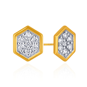 Modernos Pendientes de Diamantes con Corte Brillante Redondo en Oro Amarillo, Diamantes Naturales para Uso Diario de Mujeres - Product Image 2