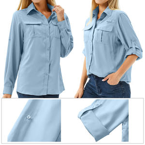 Camisetas de pesca transpirables para mujer, tela de poliéster y spandex, ropa para exteriores, camisetas de pesca con impresión personalizada para mujer - Product Image 3