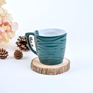 Juego de Tazas de Cerámica con Diseño de Ondas Verdes y Blancas, Aptas para Microondas, Juego de 4 Tazas de Café con Acabado Glaseado, Material PC - Product Image 4