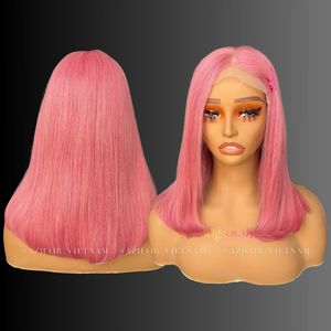 Factory Price Customized Human Hair <b>Pink</b> Colored Wigs 180% Density HD <b>Lace</b> Frontal Wig 100% Raw Vietnamese Hair Extensions - Product Image 1
