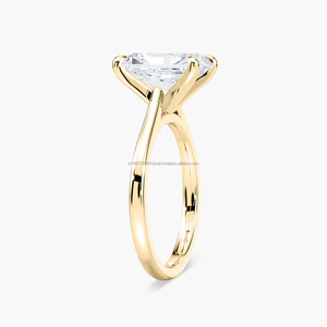 Bague de fiançailles minimaliste pour femme, diamant de laboratoire certifié IGI, taille radiant 2 carats, modèle Rosery, sertissage à griffes en or 14 carats - Product Image 4