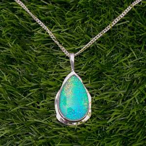 Colgante de ópalo de fuego triple hecho a mano en plata de ley 925, amuleto de piedra preciosa natural, joyería para mujer, regalo al por mayor - Product Image 4