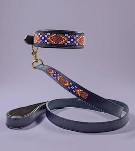 Elegant Handcrafted Dog <b>Collar</b> and Leash Set Made with Premium Leather And Detailed Bead Embroidery Dog <b>Collar</b> - Product Image 2