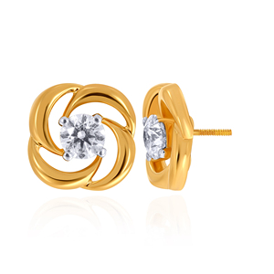 Elegante Anillo de Flor Chapado en Oro con Cristal Transparente Redondo Brillante en el Centro, Diseño de Espiral Entrelazada, Joyería de Moda - Product Image 3