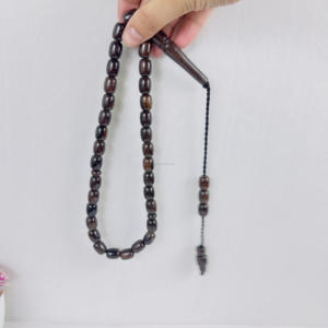 Rosario hecho a mano Collar Cuentas de madera Cruz católica regalo religioso pandemia oración cuentas Misbah 12mm cuentas madera ébano de gama alta - Product Image 5