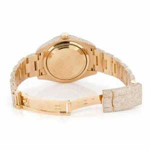 Luxury Iced Out Moissanite <b>Watch</b> Rose Gold Automatic <b>Mechanical</b> Diamond Style Bust Down Wristwatch - Product Image 3