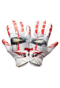 Battle Football <b>Gloves</b> <b>Red</b> White Sublimation Print Hook And Loop Closure Unisex Sports Gear - Product Image 3