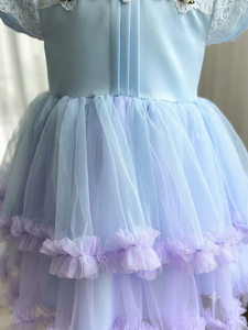 Robe de princesse élégante pour filles, manches bouffantes, dentelle, tulle, coupe trapèze, longueur genou, robe de fête, robe Koko San - Product Image 5