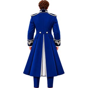 Costume de queue-de-pie victorien bleu roi pour homme, veste longue gothique formelle à double boutonnage avec broderie argentée, pantalon, veste de mariage - Product Image 3