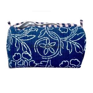 Ensemble de trousses de voyage durables en coton à motif pompon avec fermeture éclair - Écologiques, réutilisables, petite taille, pour rangement de maquillage - Product Image 5