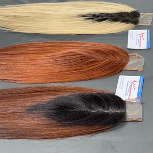 Fermeture en dentelle Extensions de cheveux raides Cheveux humains vietnamiens Remy Transparent Lisse Soyeux Machine Double Trame Toutes Couleurs Teignables - Product Image 1