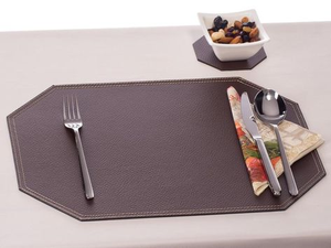 Leather Placemats Irregular Shape Modern Design Non-Slip <b>Table</b> <b>Mats</b> Brown <b>Green</b> Color - Product Image 3