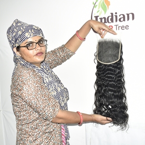 Extensiones de cabello humano Closure HD 6*6, ondulado estilo templo indio, onda profunda sin procesar, doble onda vietnamita, cabello natural negro. - Product Image 1