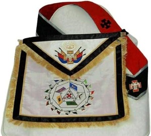 Regalia Masónica del Rito Escocés, Grado 32, Maestro del Secreto Real, delantal + banda, color púrpura, talla única - Product Image 1