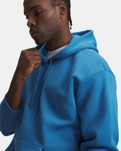 Sweat-shirt à capuche zippé coupe droite 100 % coton épais respirant bleu uni avec poches pour homme – Collection Automne - Product Image 3