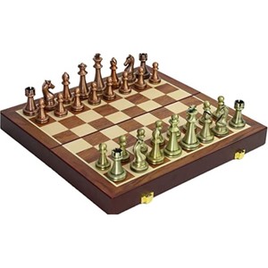 Jeu d'échecs de luxe en bois, pièces d'échecs magnétiques en métal antique, plateau pliable portable, jeu de société de haute qualité, coffret cadeau premium - Product Image 6