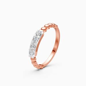 Anillo de diamantes con barra de cuentas de diamantes cultivados en laboratorio de 0.29 quilates en oro amarillo, blanco y rosa de 9 quilates - Product Image 3