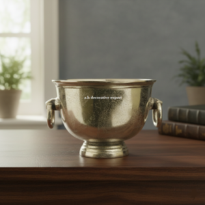 Cubo de hielo de metal plateado antiguo con pedestal y asas para champán, vino, cerveza y fiestas - Product Image 2