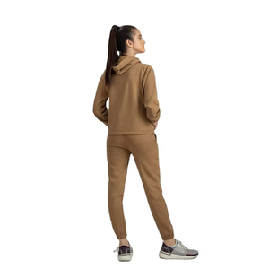 Trendy Women Soft Cotton Fleece 2 Piece Hoodie and Jogger Pants <b>Tracksuit</b> Set with Front Logo Winter Casual Activewear - Product Image 4
