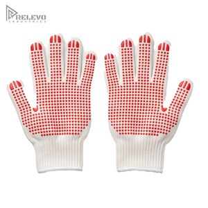 Custom Industrial Work Safety <b>Gloves</b> Seamless <b>Knit</b> Shell White Palm Red PVC Dot Matrix Anti Slip Construction Utility <b>Gloves</b> - Product Image 2