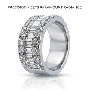 Anillo de oro macizo de 18 quilates hecho a mano con diamantes baguette de varias filas, banda triple, joyería fina, fabricante, regalo para mujer - Product Image 1