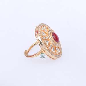 Priya Polki Designer 18K Gold Plated Zircon Gemstone Ring for Women - Product Image 4