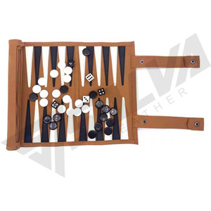 New Customized Handmade Portable Smart Soft Traveling PU Leather Roll-up Backgammon Luxury Game <b>Set</b> Game <b>Set</b> - Product Image 2