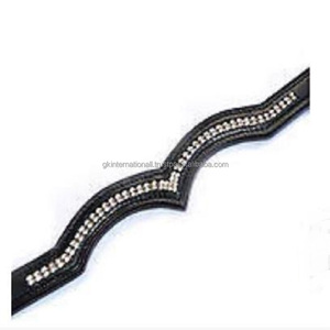 Bande de front de cheval en cuir Double conception de couronne sur mesure pour brides avec 2 rangées de cristaux clairs décoratifs strass chaîne Bling - Product Image 5