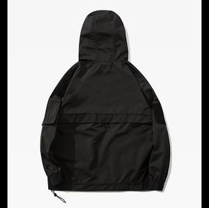 Men Black <b>Hooded</b> Hard <b>Shell</b> <b>Jacket</b> Waterproof Zip Fly Oversized Fit With Pockets All Seasons Outdoor Wear - Product Image 2