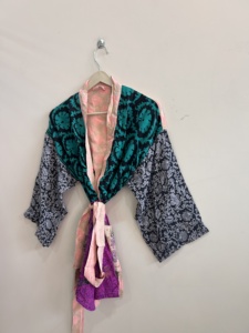 Kimono de Seda Sari para Mujer, Bata de Verano, Ropa de Dormir Suave y Cómoda - Product Image 5
