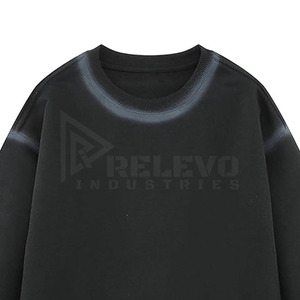 Sudadera Nueva Extra Grande con Cuello Redondo, Color Negro Sólido, Tejido de Algodón, Estilo Casual Unisex, con Logotipo Estampado en la Parte Delantera - Product Image 3