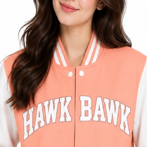 Veste universitaire pour femme bicolore décontractée classique à boutons sur le devant, col côtelé rayé, manches longues, col boutonné, grande taille, pour l'automne - Product Image 4