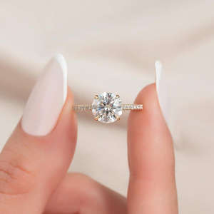 Igi/gia แล็บตัดเพชรวินเทจ14K สีเหลืองแหวนแต่งงาน/งานหมั้นใส่ได้ทั้งชายและหญิงสีขาวทองคุณภาพดีสำหรับงานปาร์ตี้ครบรอบ-คุ้มค่า - Product Image 3