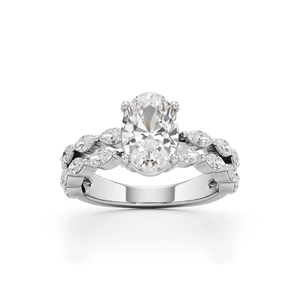 Oval Cut Diamond Engagement <b>Ring</b> Women's White Gold Classic Prong Center Stone - Product Image 1