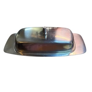 Élégante boîte à beurre en acier inoxydable avec couvercle, récipient à beurre en métal argenté, design classique pour la maison et les restaurants - Product Image 2
