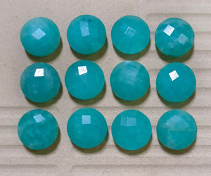 Cabochon rond en amazonite, pierre précieuse facettée, lisse et polie, dos plat, pierre naturelle pour la fabrication de bijoux, fournitures artisanales - Product Image 6