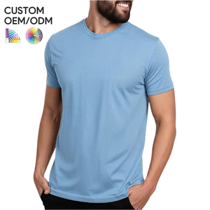 Camiseta de Manga Corta para Hombre, 100% Algodón, Tejido Sólido, Transpirable, Ecológica, de Secado Rápido, Antiarrugas, Soporte OEM/ODM, Marca Privada - Product Image 1