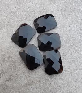 Onyx noir naturel, forme rectangulaire coussin, taille à carreaux, calibré, pierre précieuse en vrac pour bijoux - Product Image 2