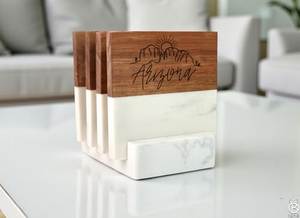Natural Marble And Solid Wood Coaster Collection Decorative <b>Cup</b> <b>Mats</b> For Coffee Tea Wine Glasses Luxury Table Accessories - Product Image 5