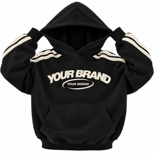 Premium <b>White</b> Contrast Stripe Pullover Hoodie Custom Logo Printing OEM/ODM Streetwear <b>Sweatshirt</b> 100% Cotton Fleece Unisex - Product Image 5