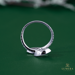 Anillo de diamantes de corte marquesa doble, diseño Toi Et Moi de dos piedras, engastes de bisel elegantes, tija con diamantes pavé, joyería atemporal - Product Image 5