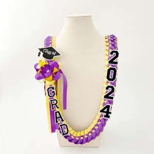 120cm <b>Pink</b> and White Double <b>Braided</b> Graduation School Leis Polyester Satin Ribbon High Quality Unisex Party Gifts - Product Image 2