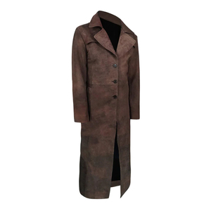 Manteau long en cuir véritable pour homme, col à revers, simple boutonnage, épais, sur mesure - Product Image 2