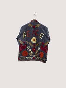 Hand Embroidered Floral Velvet Mandarin Collar Jacket Full Sleeve Plus Size Regular Length Winter Women'<b>s</b> Blouson - Product Image 3