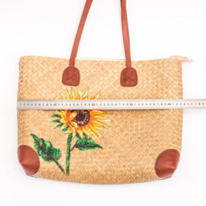 Sac fourre-tout tissé à la main avec motif artistique tournesol – Style vintage et bohème - Product Image 4