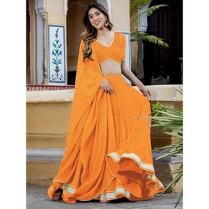 Lehenga choli สีส้มพิมพ์ georgette ดีไซเนอร์สำหรับงานแต่งงาน - Product Image 5