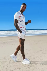 Conjunto de 2 Piezas para Hombre, Transpirable, 100% Algodón, Camiseta de Manga Corta y Pantalones Cortos Estampados para Uso Casual al Aire Libre en Verano - Product Image 3